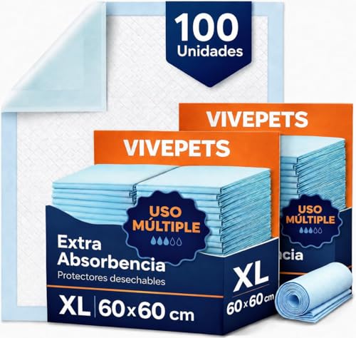 Empapadores Perros 60x60 cm 100 Uds 6 Capas Desechables - Empapadores Perro Adiestramiento Perros Cachorros - Empapadores Desechables - Resguardos para Cães