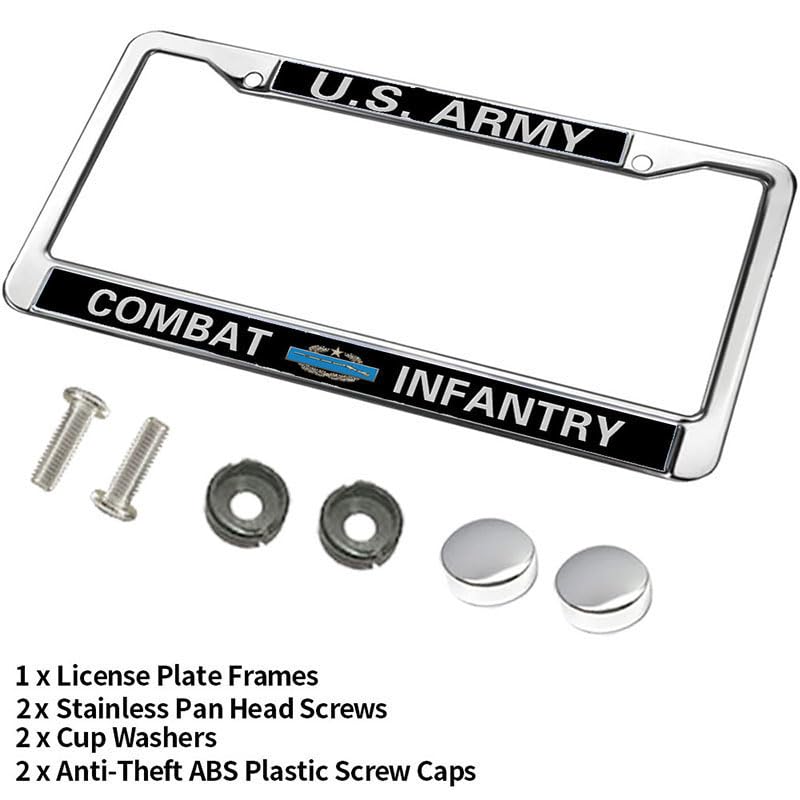 Image of Combat Infantry Motto Anti-Theft License Plate Frame Military Support License Plate Frame Religious for Birthday Gift