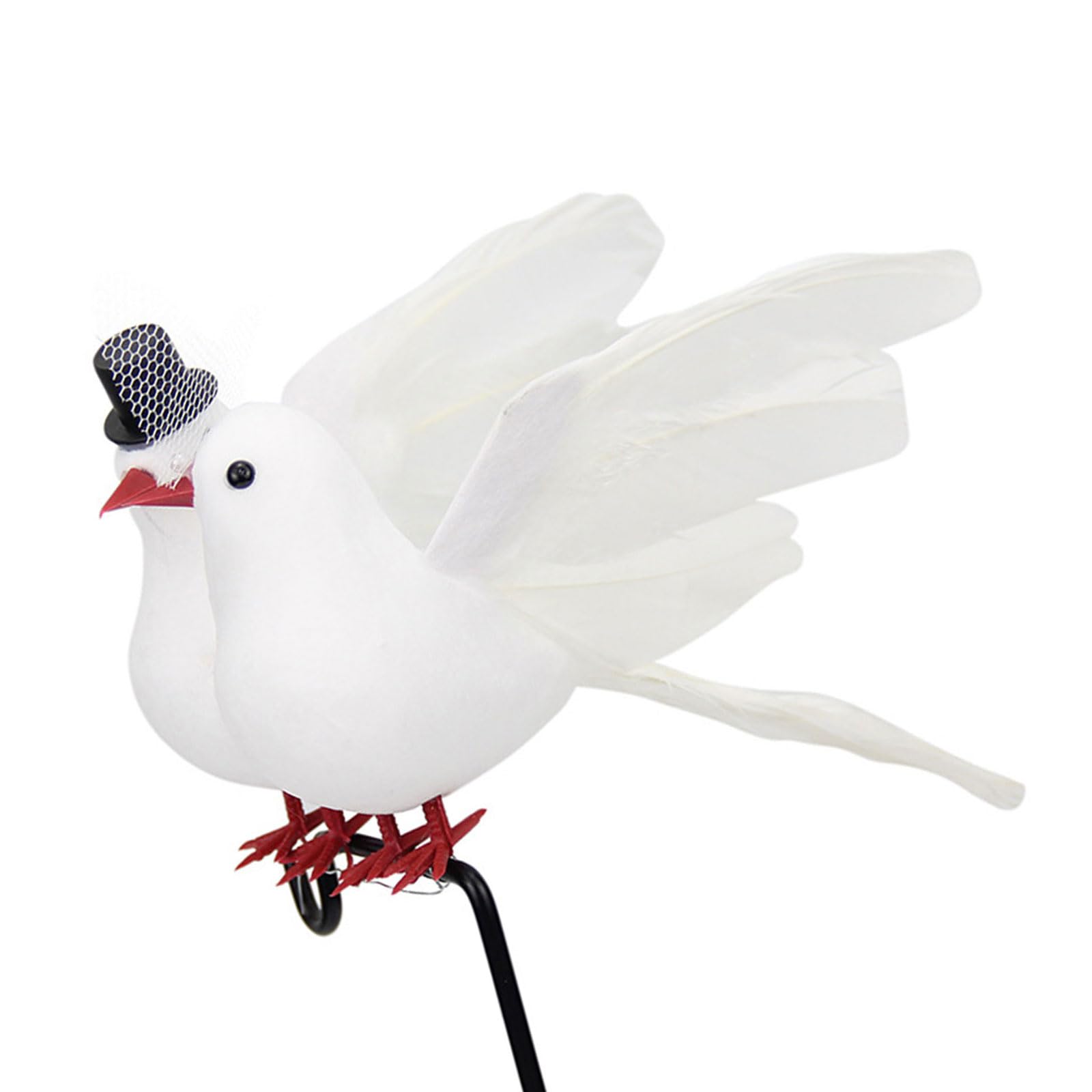 Zbiianxer Multicolor 2Pcs Wedding Couple Birds Ornament Artificial Foam Bird For Reception Centerpieces And Shelf Decoration Arrangements Artificial White Bird Decoration