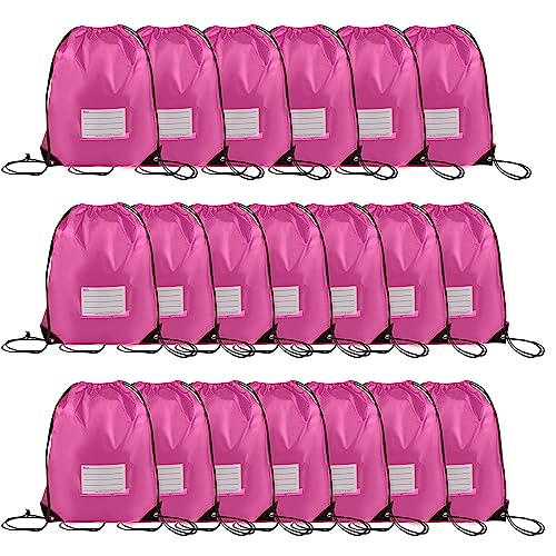 20 Pcs Drawstring Bags Bulk Draw String Backpack DIY Gym Sports Cinch Bag Sackpack for Women Men Pink