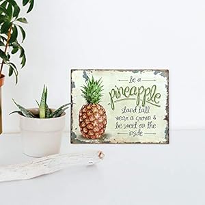 Barnyard Designs Retro Vintage Metal Tin Bar Sign, Decorative Wall Art Signage, Primitive Farmhouse Country Kitchen Home Décor (Pineapple) Barnyard Designs Retro Vintage Metal Tin Bar Sign Decorative Wall Art Signage Primitive Farmhouse Country Kitchen Home Decor Pineapple