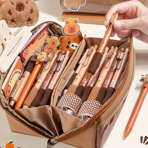 Conjunto de estojo de lápis de capivara, conjunto fofo de material escolar de capivara - Bolsa organ