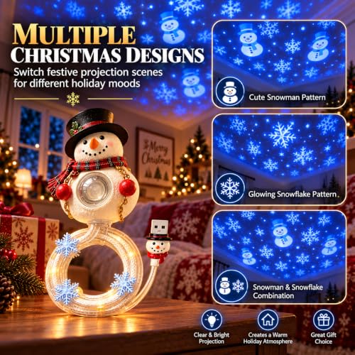 Christmas Tree Ceiling Projector, Plug and Play HD USB Night Light，Snowman - image 5
