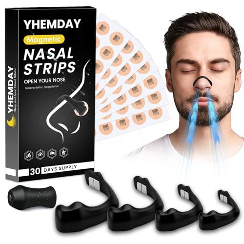 Magnetic Nose Strip Magnetic Nasal Strips for Men & Women 30-Day Value Pack (30 Pairs Black) Adjustable Nasal Comfort Strips