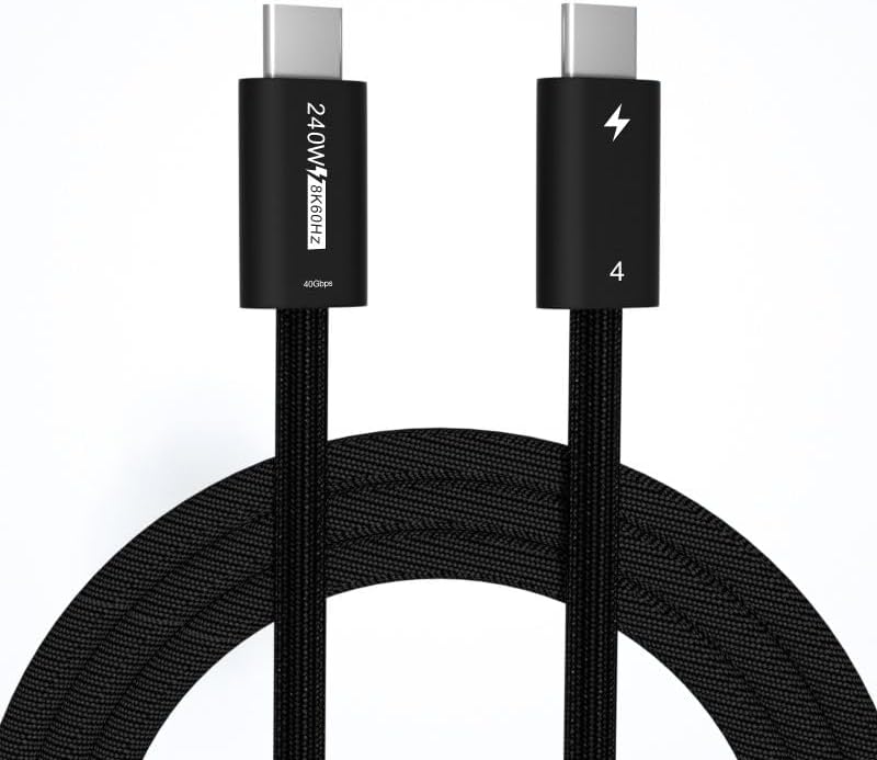 Thunderbolt 4 USB-C Cable - 240W Power Delivery, 8K 60Hz, Aluminum Alloy, Braided Design