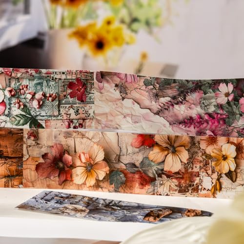 Alideco 6pcs Decorative Adhesive Tapes Vintage Flower Washi Paper Tape Great for Bullet Journal Supplies, Arts, Scrapbook, DIY Crafts, Planners (qihuamanying) - Image 4