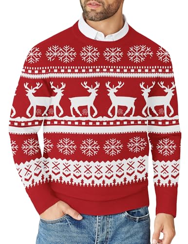 COOFANDY Weihnachtspullover Herren Christmas Sweater Chunky...