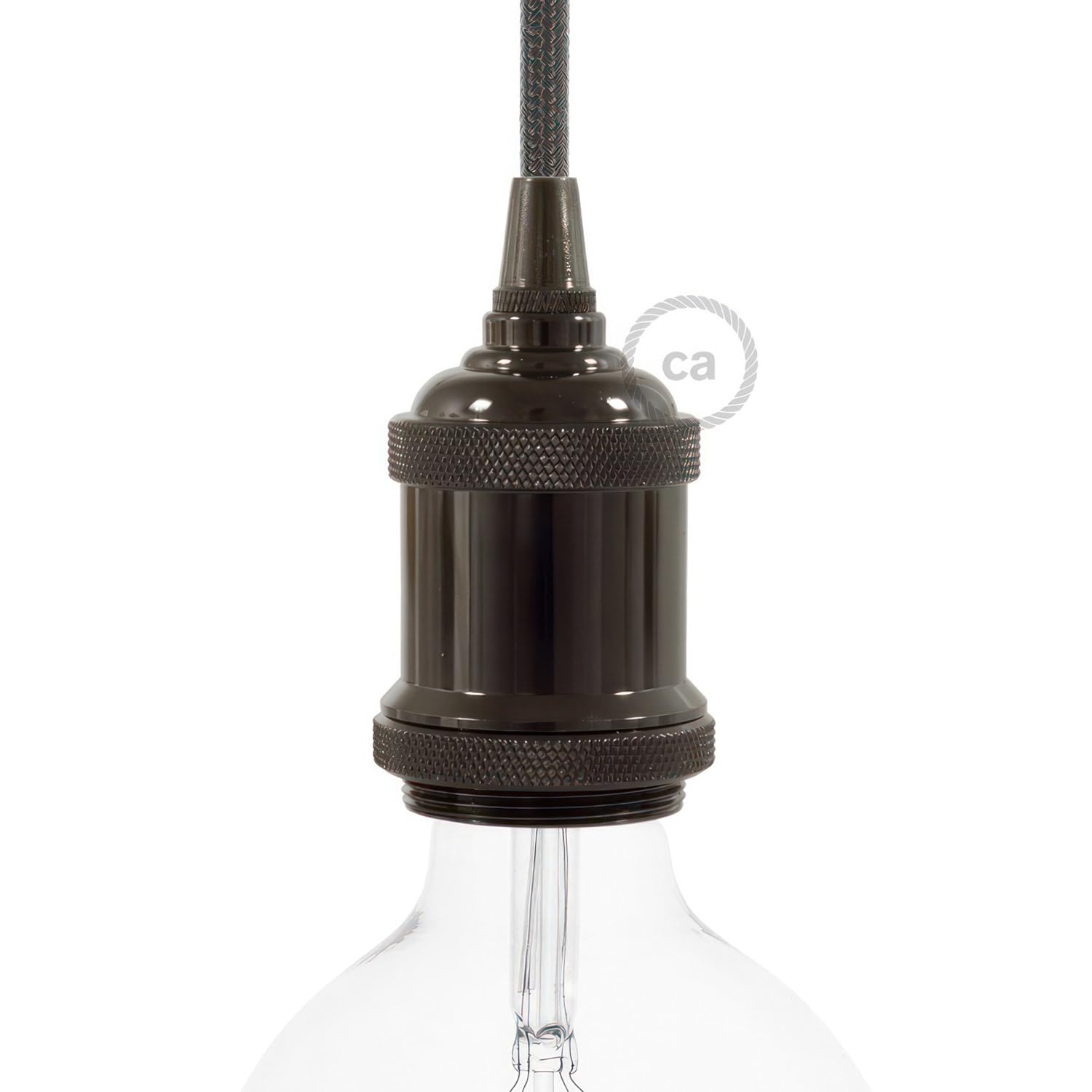 creative cables Lamp Holder Kit, Metal, e27, Nero Perla