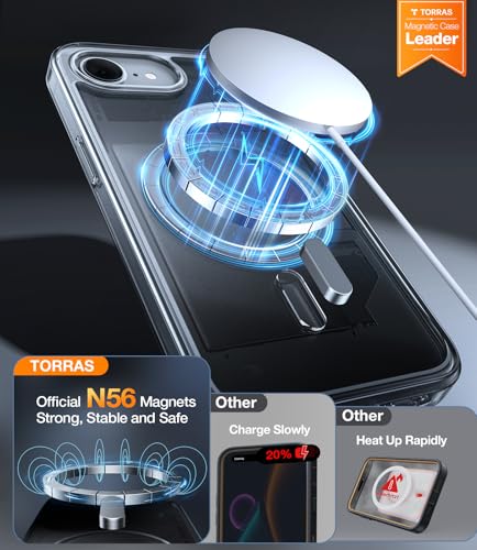 Image of TORRAS for iPhone 16e Case /iPhone 17e Case Clear, Never Yellow, Magnetic Phone Case, 16FT Military Grade Drop Protection, Slim Transparent Anti-Scratch Cover for iPhone17e Phone Case 6.1 inch, Clear