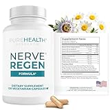 PUREHEALTH RESEARCH Nerve Regen Formula - Nerve Support Supplement for Feet & Hands - with Alpha Lipoic Acid ALA, Benfotiamine, Acetyl L-Carnitine, Riboflavin, Vitamin B6, B12, D & More - 120 Capsules