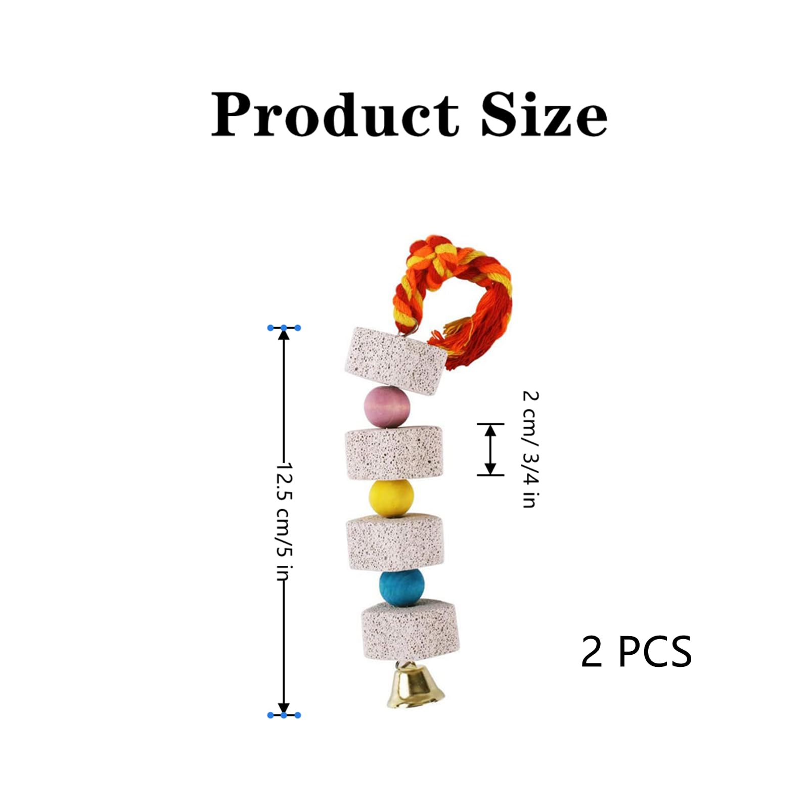 2 PCS Bird Chew Toy Colorful Parrot Chewing Toy Parrot Beak Grinding Stones Parrot Toys for Parrot Hamster Chinchilla Rabbit (Random Color) - Image 2