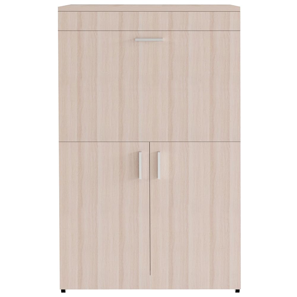 Shally Dogan Mobile Asse da Stiro a Scomparsa Salvaspazio Richiudibile, Mobiletto Pieghevole Telaio in Legno per Stiratura Veloce, 4 Ruote per Spostamento, Ideale Lavanderia, Bagno (Olmo)
