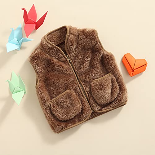Image of Toddler Baby Girl Boys Sleeveless Fleece Plush Vest Sherpa Waistcoat