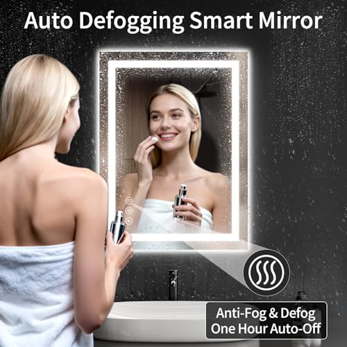 24"x32" LED Bathroom Mirror with Lights, Dimmable, Anti-Fog, Lighted Bathroom Vanity Mirror for Wall, Backlit + Front Lit, Memory Function, Shatter-Proof, Tempered Glass - Image 4