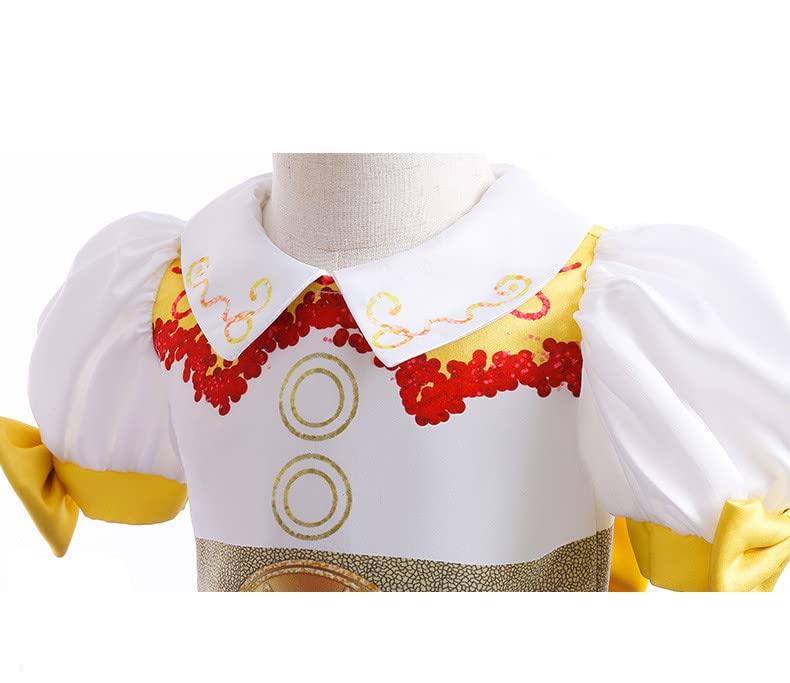 Tangsenyu Jessie Dress for Kids Toddler Girls Sequins Cowgirl Dresses Short Sleeve, White, 6-7 Years - Image 3