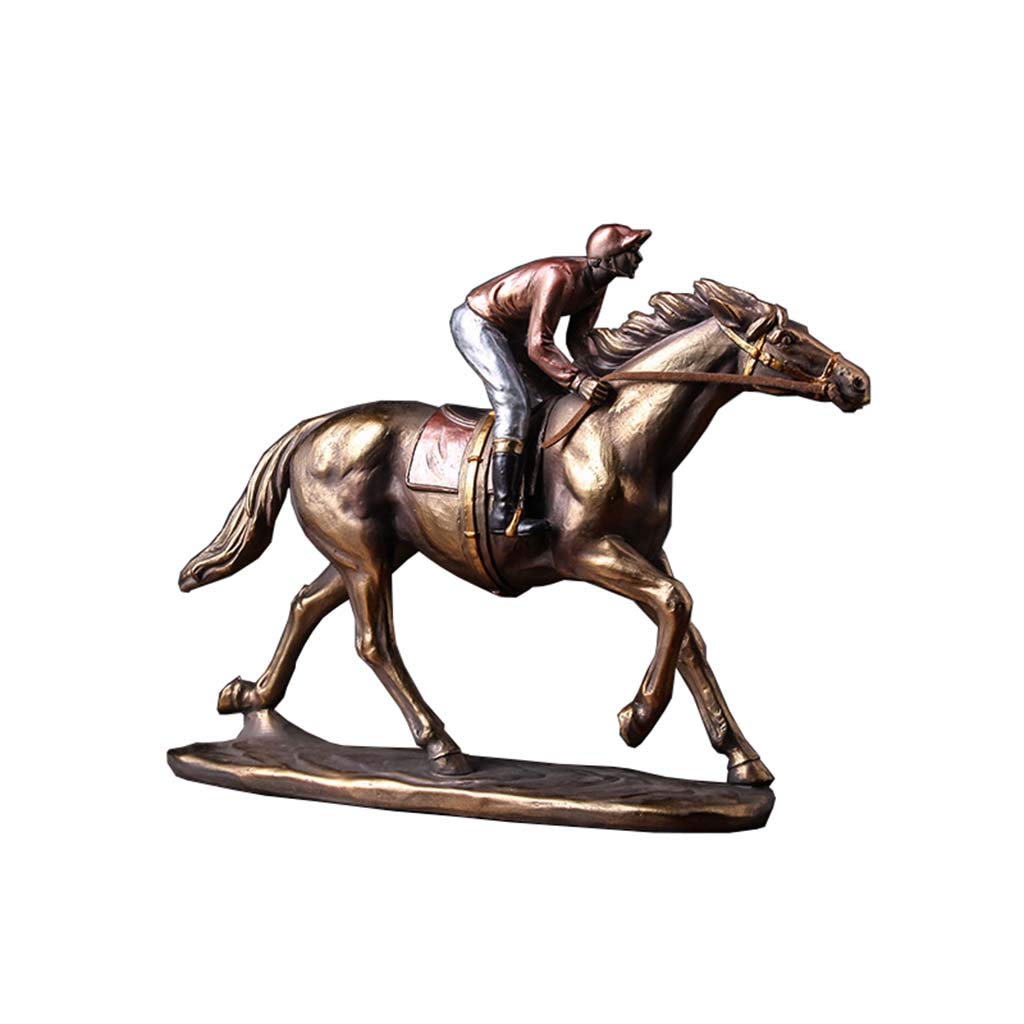 Mankvis Vintage Horse Racing Decorative Model, Imitation Copper Resin Crafts, Home Accessories, Wine Cabinet, Office Desktop
