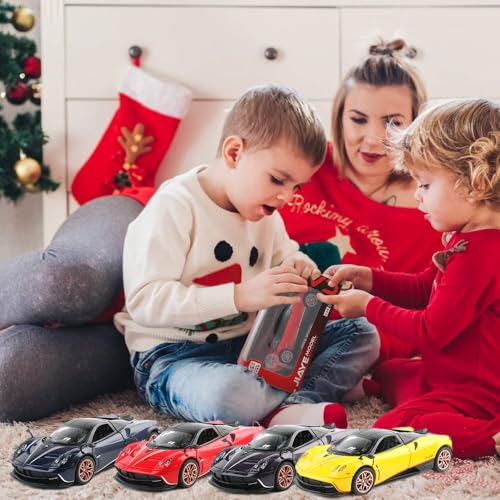 Image of 1 /32 Pagani Huarya Roadster Exclusive Alloy Metal Pull Back Die-Cast Toy Car with Openable Doors & Light Music Collectible Sound Light Toy for Kids Best Birthday Gift (Blue)