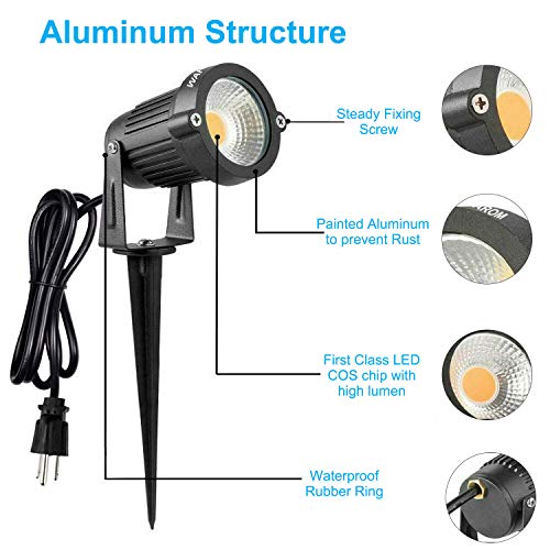 Weyang B07SPSNWD4 Landscape Outdoor,Ip65 Waterproof Garden Spotlights,5W Ac 120V Yard Flood Light,Metal Ground Stake Lawn,3200K Led Spotlight thumb #2