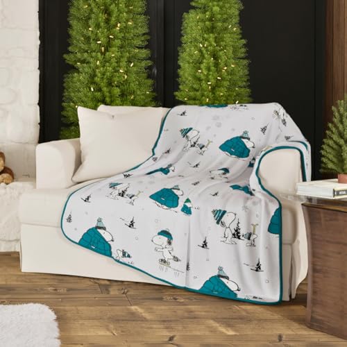 Franco Collectibles Peanuts Snoopy Puffer Coat Holiday Christmas Super Soft Cozy Plush Throw, 40 in x 50 in, (Official Peanuts Product)