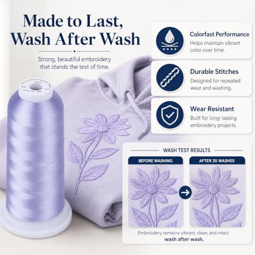 Image of Simthread Embroidery Machine Thread 5000M 40WT Polyester, Lavender 804 | 5000M 40WT polyester thread feeds smoothly for home or commercial embroidery projects.
