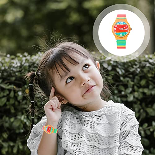 PRETYZOOM Relógio de pulso infantil de silicone à prova d'água com desenho de arco-íris para presen