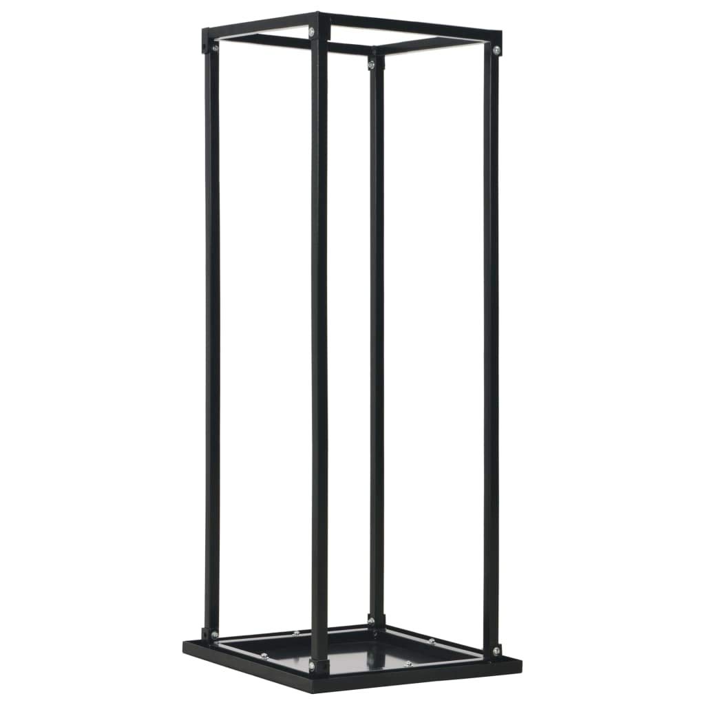 Portalegna con Base Nera 37x37x113 cm in Acciaio, portalegna, scaffale per Legna da ardere, portalegna in Metallo ventilato per Legna da ardere da Esterno o da Interno,