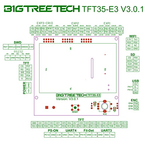 BIGTREETECH TFT35 E3 V3.0.1 Touchscreen Display RepRap Smart Controller Panel Kompatibel mit SKR 3 SKR 3 EZ SKR 2 SKR V1.3 Board fĂŒr CR10 3D-Drucker. â Bild 5