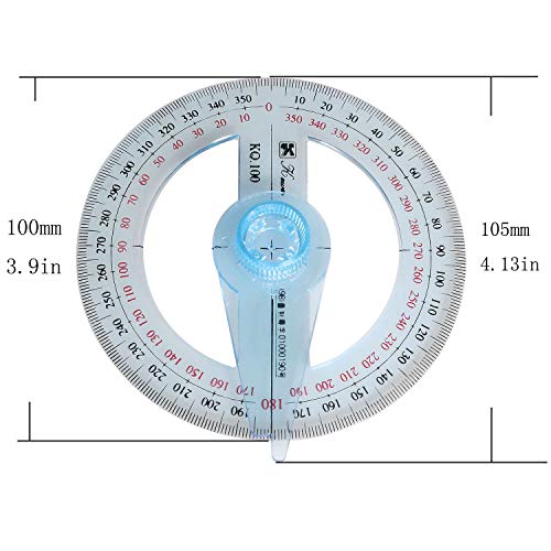 Longdex Swing Arm Protractor Plastic 4Inch 360 Degree Protractor with Swing arm - Thumbnail 4