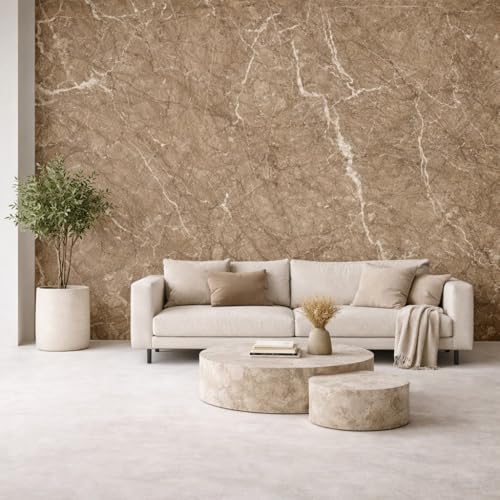 Panel de gres porcelánico y mármol beige con acabado UV protector en lote de 6 piezas 3