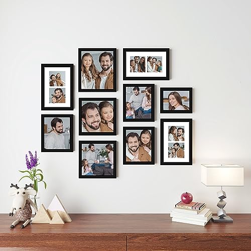 Image of Art Street Large Collage Wall Photo Frame Individual Picture Frame Set For Living Room, Decorative Wall Hanging Home Decor - Set Of 10 (6x8, 8x8, 8x10, 6x10 Inch, Black)