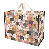 Double R Bags Big Heavy Duty Large Eco Waterproof Cotton Canvas Cloth Grocery Shopping Bag for Men Ladies Vegetable Milk Fruits with Hand Carry Handle Lunch Box Jhola Tote Bags (Cat) (1)