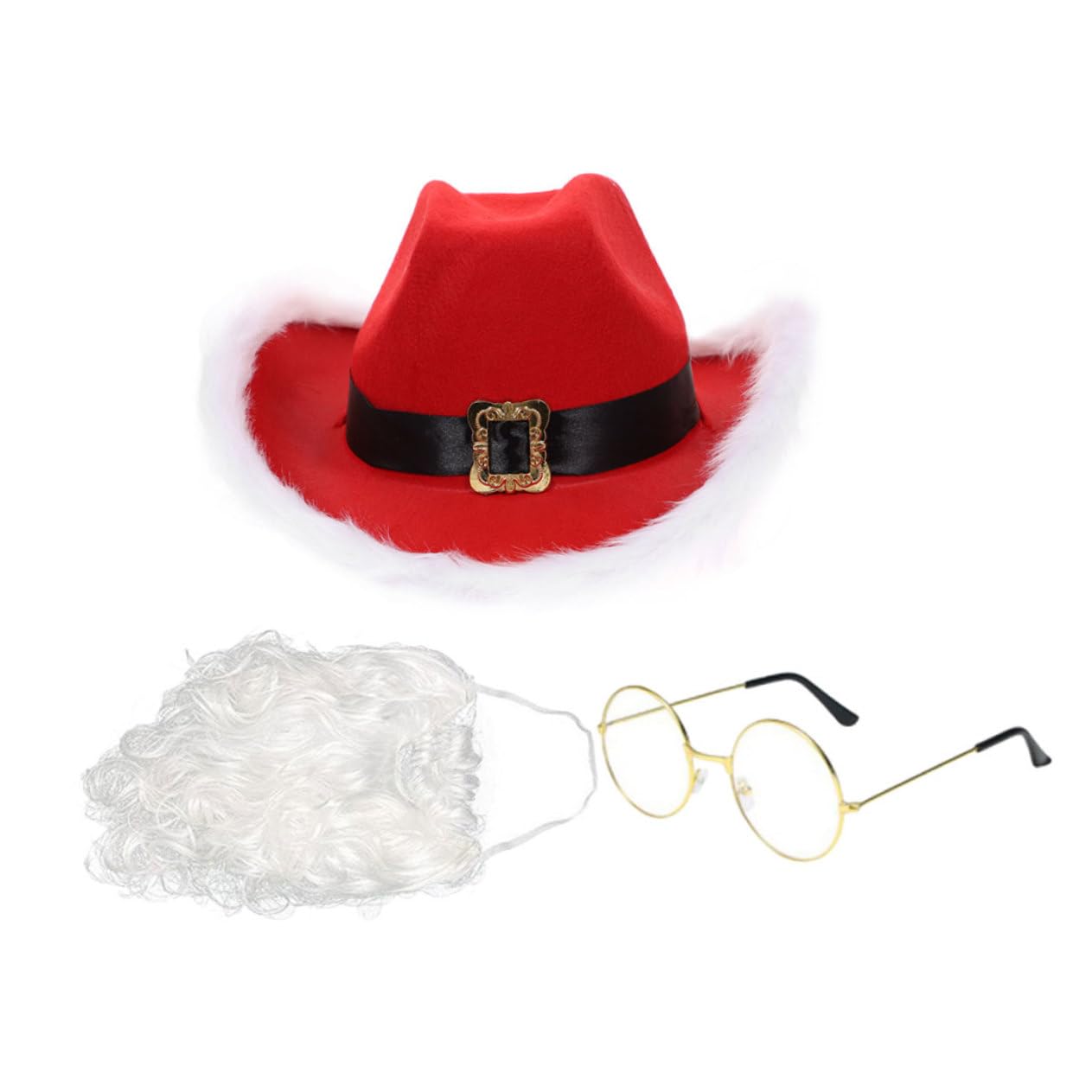 ibasenice Conjunto de Gorro de Papá Noel Gorro Navideño y Gafas para Cosplay Artículos para Fiestas Navideñas para Fotos de Navidad