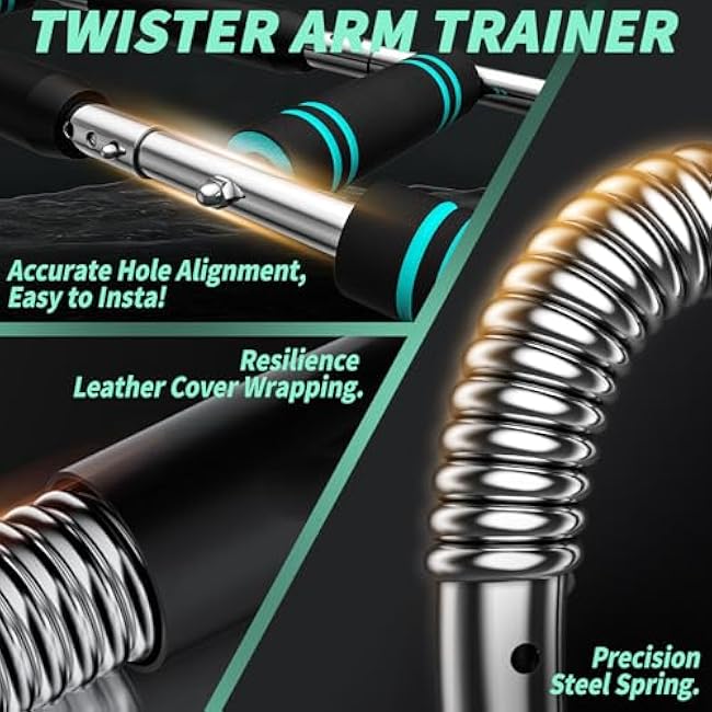 Twister Arm Trainer,40-100lb Adjustable Chest Workout Device,Portable Power Twister Bar,Twist Arm Trainer,Forearm Strengthener Exerciser Spring Resistance for Home Fitness