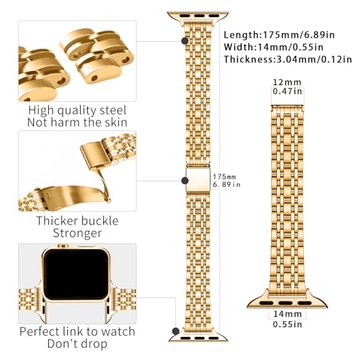 Image of QUNDAXI Slim Watch Band Compatible with Apple Watch 41mm 45mm 42mm 44mm 40mm 38mm Metal Stainless Steel Watchband Suitable for iWatch 11 /10 /9 /8 /7 /6 /5 /4 /3 /2 /1 /SE Series Women Luxury Strap