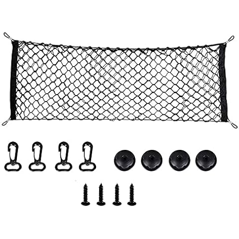 lenpestia Cargo Net Car Trunk Universal Storage Nylon Net 90 x 40cm Elastic Mesh Boot Cargo Organizer Net with 4 Hooks for Automotive Van SUV Pickup Cover