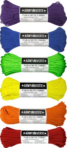 Rainbow Bright Colorful 550LB Nylon Paracord Rope Pride Set - 6 Pack (USA Made)