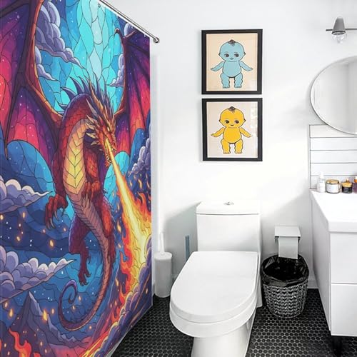 Rideau de douche lavable dragon de salle de bain 119x180cm