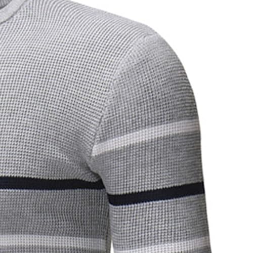 Men's Solid Striped Knitted Pullover Long Sleeve Casual Male Knits Sweaters Round Neck Basic Knit Sweater3