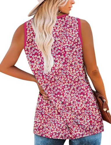 KISSMODA Womens Flora Print Tank Tops Ribbed Summer Shirt Sleeveless Summer Casual Women Blouses(S-3XL)
