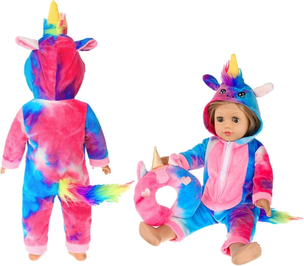 ebuddy 18 inch Doll Clothes and Accessories-Unicorn Doll Costume Colorful Tie-Dyed Pajamas Sleeping Bag Set for 18 inch Girl Doll,Most 18 Inch Dolls(No Doll) : Toys & Games