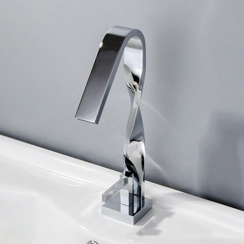 Robinet de lavabo en laiton noir mat au design artistique moderne pour salle de bain
