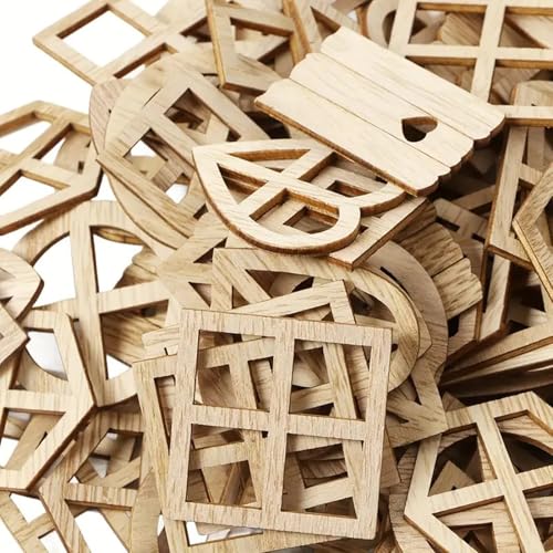 50 Stück Fee Gartentür, Fenster Form Holzstücke, Holz Mini Fenster Fee Haus DIY Kit, Holz Handwerk Verzierungen 50 Stück Fee Gartentür, Fenster Form Holzstücke, Holz Mini Fenster Fee Haus DIY Kit, Holz Handwerk Verzierungen