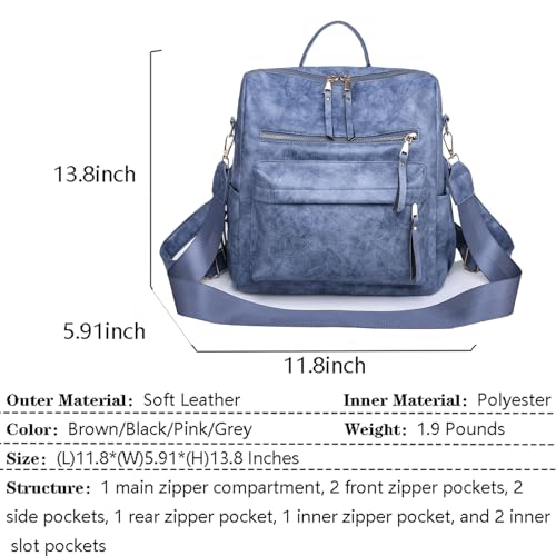 Image of Women's Fashion Backpack Purse for Women Leather Multipurpose Design Ladies Shoulder Bag Travel bag Satchel Handbags