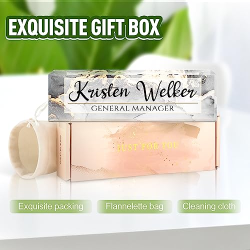 Image of Name Plate for Desk, Desk Name Plate Personalized, Office Decor for Women Men, Acrylic Desktop Accessories, Office Gifts for Boss Nurse Teacher Coworker, Employee Appreciation Gift (Silver /Gold)