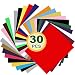 HTV PU Heat Transfer Vinyl Bundle - 30 Pack Assorted Colors 12"x10" Vinyl Sheets for T-Shirts Iron On Vinyl