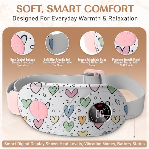 Image of BRONTIX Period Cramp Relief Massager for Women | Portable Cordless Menstrual Pain Relief Heating Pad with 6 Heat & Massage Modes | Electric Periods Cramp Massager | Perfect Gifts for Woman