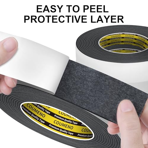 Image of Single Sided Strong Self-Adhesive Foam Tape Strips 1inX16.4FT, Black Weather Stripping for Door /Window Seal, Gap Insulation, DIY Homeowners Easy Install (0.12in Thickness)