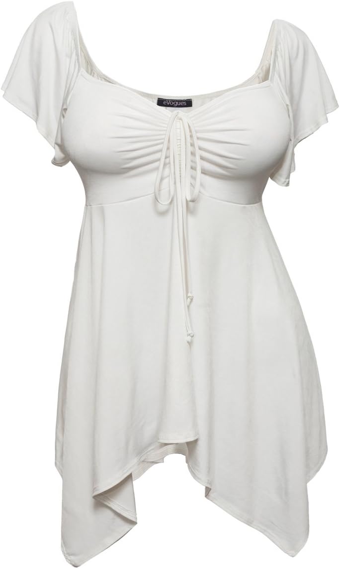 eVogues Plus Size Deep V-Neck Asymmetric Slimming Top Made in USA