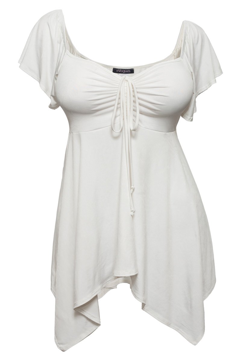 eVogues Plus Size Deep V-Neck Asymmetric Slimming Top Made in USA