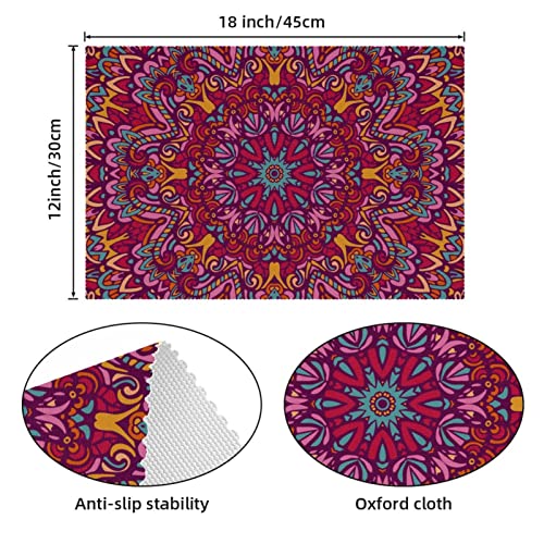 Set de table floral mandala lot de 4 résistant à la chaleur et lavable en tissu Oxford - 5